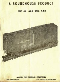 Roundhouse 40' AAR Box Car Metal Instructions