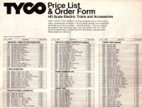 Tyco Price List 1974